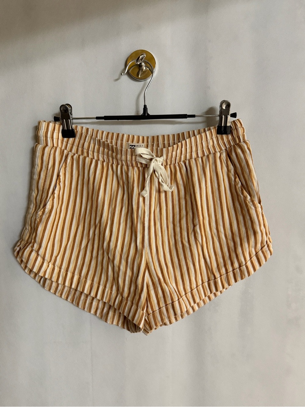 Billabong Striped Pull-On Shorts Cream Brown Size M